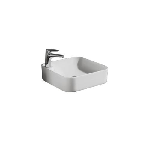 Раковина из сантехнического фарфора Bravat C22238W-1-ENG 40х40 накладная цвет белый 1 отверстие под смеситель
