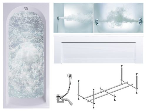 Ванна акриловая гидромассажная Timo MIKA MIKA1880-KT18-SPV1505-T-CM-FP18S 180х80 пристенная прямоугольная с каркасом