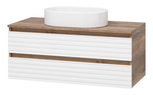 Тумба под раковину Brevita Dakota DAK-09100-19/01-2Я 100х48х43 подвесная цвет белый/коричневый