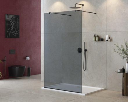 Душевая перегородка Cezares LIBERTA LIBERTA-L-2-120-GR-NERO 120х195 стекло тонированное профиль черный