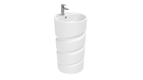 Раковина из сантехнического фарфора Creavit Spiral CL084-00CB00E-0000 48х48 напольная цвет белый