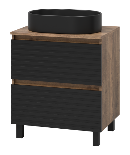 Тумба под раковину Brevita Dakota DAK-07060-19/02-2Я 60х48х62 напольная цвет черный/коричневый