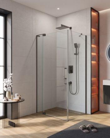 Душевой уголок Cezares SLIDER SLIDER-AH-1-80-90/100-C-GM 90х80 стекло прозрачное профиль оружейная сталь без поддона
