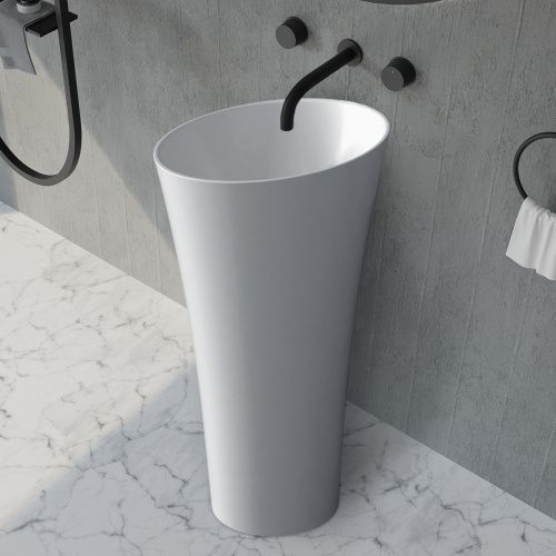 Раковина из искусственного камня Abber STEIN AS2509 50х50 напольная цвет белый матовый без отверстий под смеситель