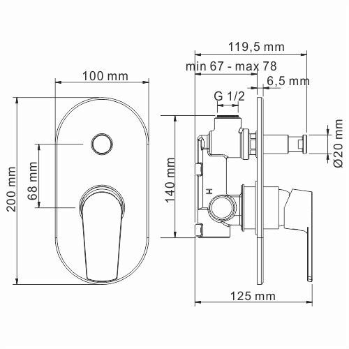 Смеситель для ванны и душа Wasserkraft Dill 6100 6161 настенный хром - фото 4