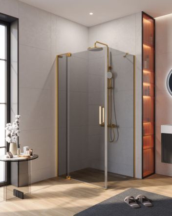 Душевой уголок Cezares SLIDER SLIDER-AH-1-100-70/80-GRIGIO-BORO 70х100 стекло тонированное профиль золото брашированное без поддона