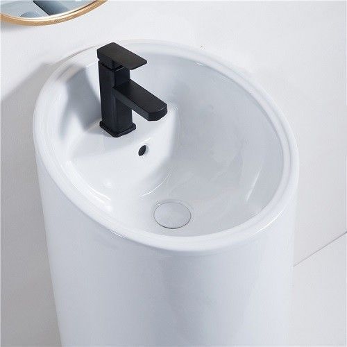 Раковина из санфаянса CeramaLux P7030L 46х47 напольная цвет белый 1 отверстие под смеситель - фото 4