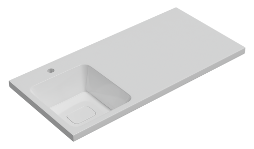 Раковина мебельная из литьевого мрамора Misty Kamilla 100 левая 4627173210577 100х48 над стиральной машиной цвет белый 1 отверстие под смеситель