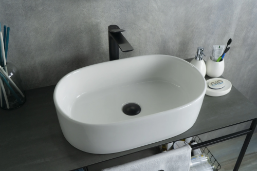 Раковина керамическая Gid Lago 51111 60х40 накладная цвет белый 1 отверстие под смеситель