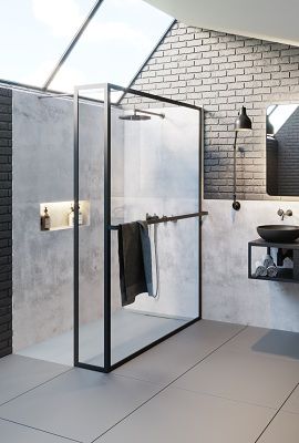 Душевая перегородка Riho LUCID G005033121 90х200 стекло прозрачное профиль черный