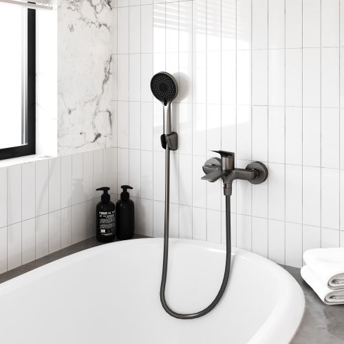 Смеситель для ванны Tokito MITSUISHI TOK-MIT-1014GM настенный вороненая сталь