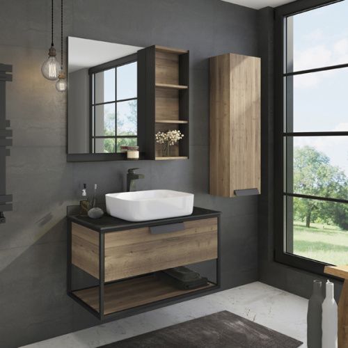 Тумба с раковиной Comforty Кёльн 00004149965CF 91х52х65 подвесная цвет дуб темный