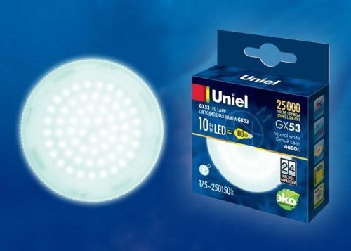 Лампа светодиодная Uniel LED-GX53 LED-GX53-10W/NW/GX53/FR PLZ01WH