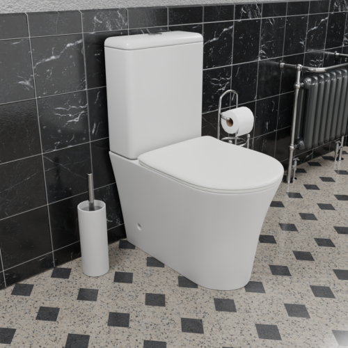 Унитаз напольный с бачком CeramaLux 1219A белый глянцевый с сиденьем микролифт безободковый каскадный смыв