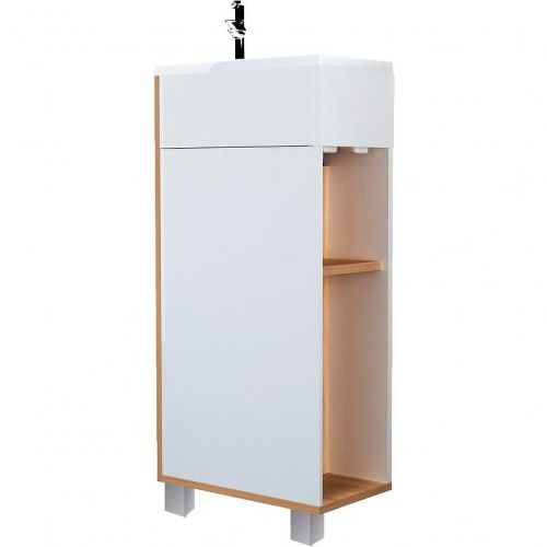 Тумба с раковиной 1MarKa Laura У85930 39х22х85 напольная цвет дуб сонома