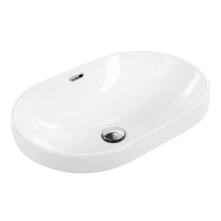Раковина из сантехнического фаянса BelBagno BB1004 60х40 накладная цвет белый без отверстий под смеситель