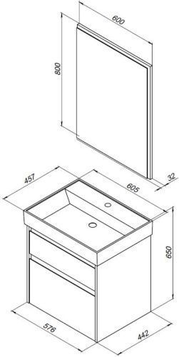 Тумба под раковину Aquanet Nova Lite 00242575 58х44,2х56,2 подвесная