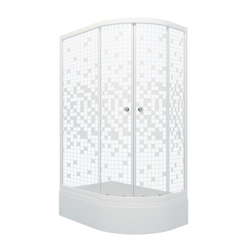 Душевой уголок Тритон Коралл Щ0000061782 120х80 стекло прозраное с узором профиль белый с поддоном