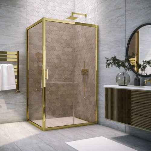 Душевой уголок Vegas-Glass ZP+ZPV TUR+NOVO ZP+ZPV TUR NOVO 180*80 09 05 180х80 стекло тонированное профиль золото без поддона