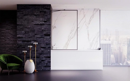 Душевая шторка на ванну Veconi Palau PL85GR-90-01-C7 90х150 стекло прозрачное профиль графит ориентация универсальная