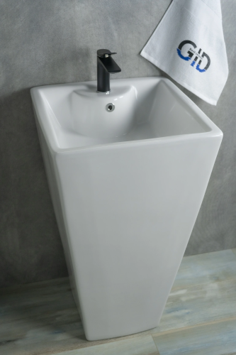 Раковина керамическая Gid Autonomo 81103 47х47 напольная цвет белый 1 отверстие под смеситель