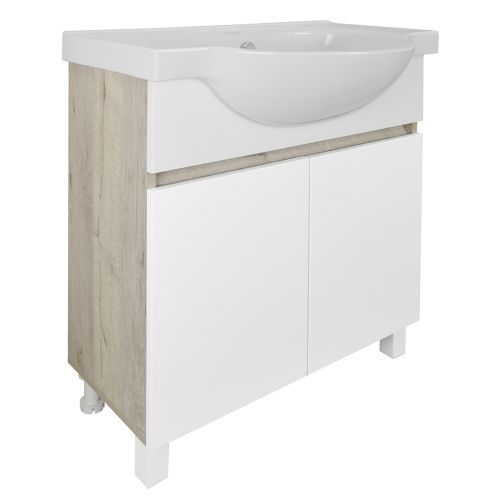 Тумба с раковиной Loranto Глория CS00083815 70х48х76 напольная цвет белый/дуб кантри