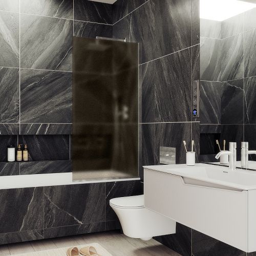 Душевая шторка на ванну Maybah Glass MGV-77-5у 90х140 стекло тонированное профиль хром матовый ориентация универсальная