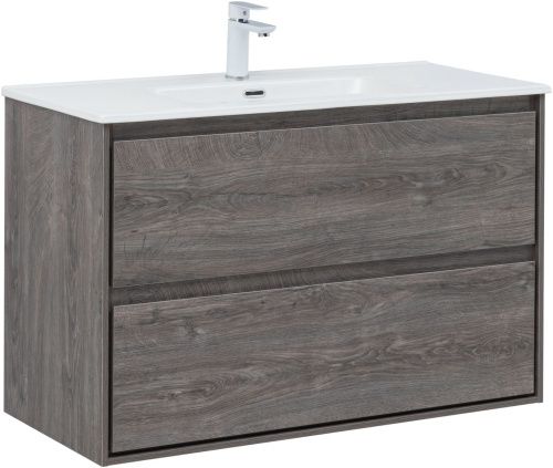 Тумба под раковину Aquanet Милан 00336375 100х45х64 подвесная цвет темное дерево
