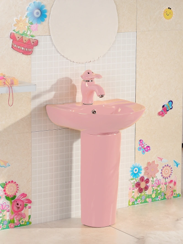 Раковина керамическая Gid Aventura 69909 43х36 напольная цвет розовый 1 отверстие под смеситель