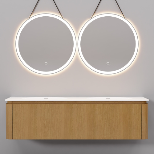 Тумба с раковиной+зеркало Art Decco Coco (Коко) ACC15W14D1M0 150x45x40 подвесная цвет белый дуб