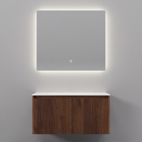 Тумба с раковиной+зеркало Art Decco Camilla (Камилла) ACM08W22S1M0 80x45x40 подвесная цвет черный орех