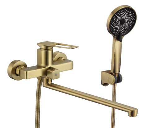 Смеситель для ванны и душа Savol S-009024C настенный золото матовое