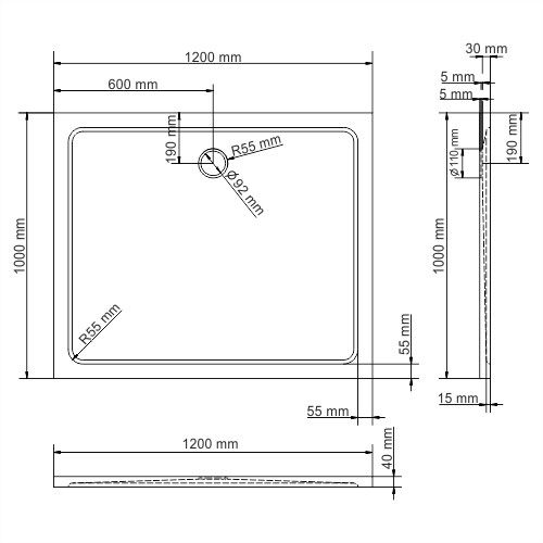 Душевой поддон WasserKRAFT Berkel 48T 48T10 120х100 искусственный камень белый - фото 3