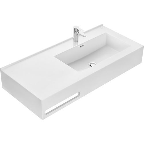 Раковина из литьевого мрамора Aquaton Квадро 1A733231QA01R 100х45 подвесная цвет белый 1 отверстие под смеситель