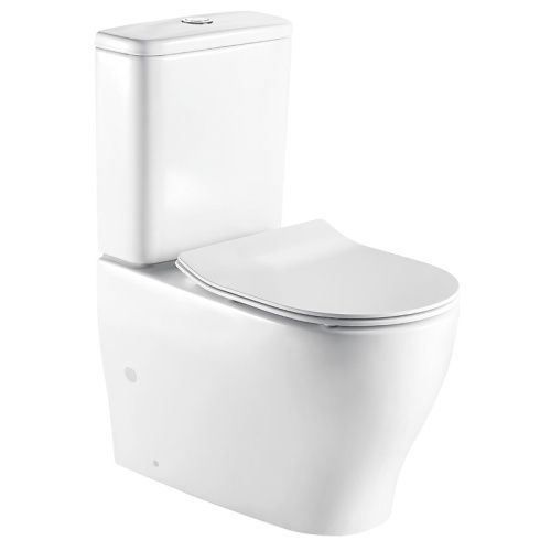 Унитаз-компакт напольный с бачком Azario Maro AZ-2154 белый без сиденья безободковый каскадный смыв