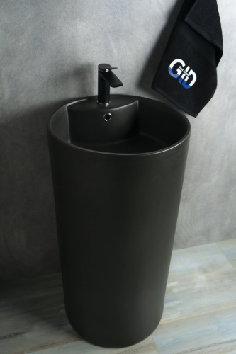 Раковина керамическая Gid Autonomo 81109 45х45 напольная цвет черный 1 отверстие под смеситель