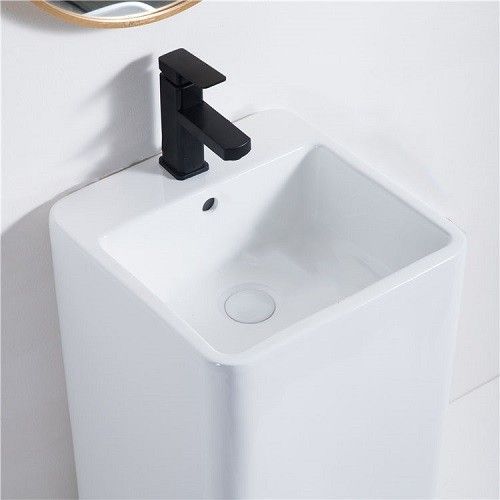 Раковина из санфаянса CeramaLux P7004L 40х40 напольная цвет белый 1 отверстие под смеситель - фото 4