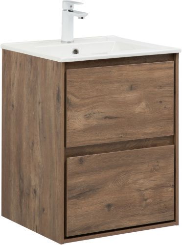 Тумба под раковину Aquanet Милан 00336376 50х45х64 подвесная цвет темное дерево