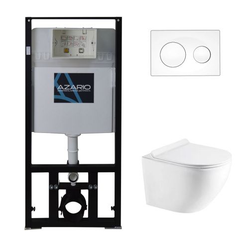 Комплект унитаз с инсталляцией с клавишей смыва Azario  AZ-8010-1000+AZ-8200-0012+AZ-2003