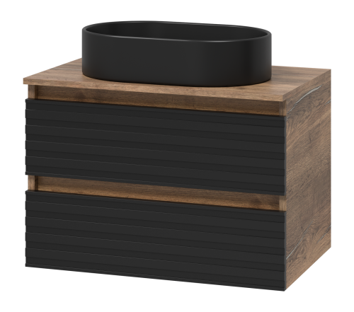 Тумба под раковину Brevita Dakota DAK-09060-19/02-2Я 60х48х43 подвесная цвет черный/коричневый