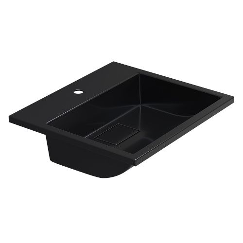 Раковина из литьевого мрамора Uperwood Barsa 3939193460 50х45 полувстраиваемая цвет черный