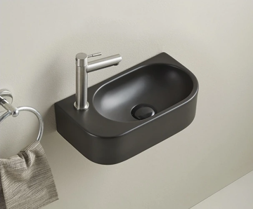 Раковина керамическая Gid Suspendido 62204R 40х22 подвесная цвет черный матовый 1 отверстие под смеситель