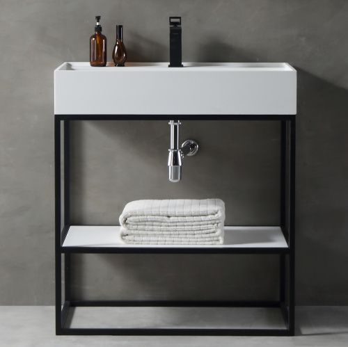 Консоль с раковиной Abber AS2630 80х45х90 напольная цвет черный