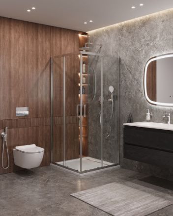 Душевой уголок Cezares MOLVENO MOLVENO-A-2-100-C-Cr-IV 100х100 стекло прозрачное профиль хром глянцевый без поддона