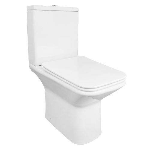 Унитаз-компакт напольный с бачком Azario AZ-1353B белый с сиденьем микролифт безободковый каскадный смыв