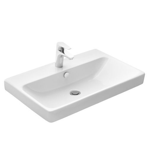 Раковина из сантехнического фарфора Aquaton Адриана 1WH501628 70х50 накладная цвет белый 1 отверстие под смеситель