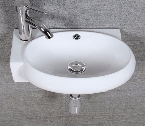 Раковина из санфаянса CeramaLux 9100R 43х29 подвесная цвет белый 1 отверстие под смеситель