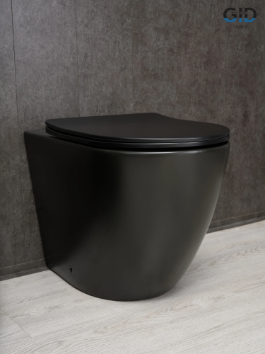 Унитаз приставной Gid Convexo 62214Y черный матовый с сиденьем микролифт безободковый душевой смыв