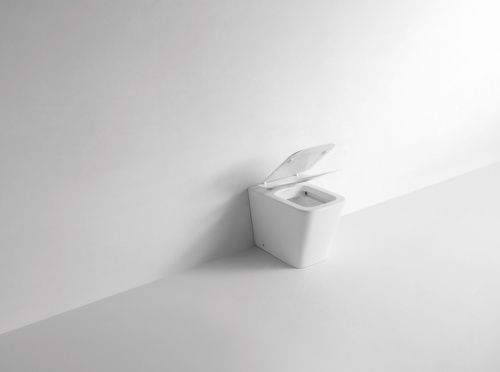 Унитаз приставной CeramaLux 3170 белый глянцевый с сиденьем микролифт безободковый каскадный смыв