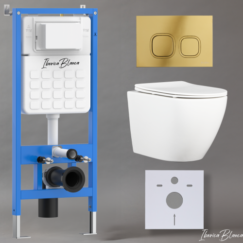 Комплект унитаз с инталляцией и клавишей смыва Iberica Blanca BILBAO ALTO IB001.BLA.234.836